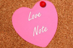 heart shaped postitnote thumbtack corkboard message reminder love romantic valentines day