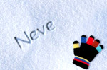 snow writing fingers hand glove mitten